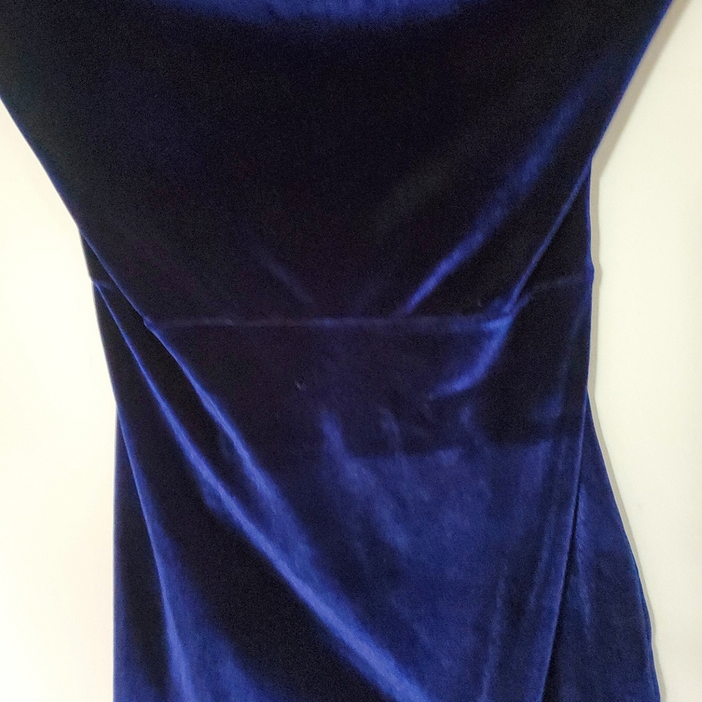 Lucy In The Sky Blue Velvet Mini Dress Lace Up Tulip Dress In Midnight Size Med - Picture 6 of 9